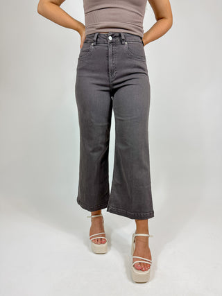 Audrey High Rise Cropped Wide Leg - Ground Coffee