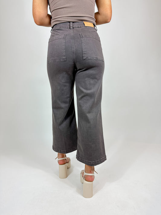 Audrey High Rise Cropped Wide Leg - Ground Coffee