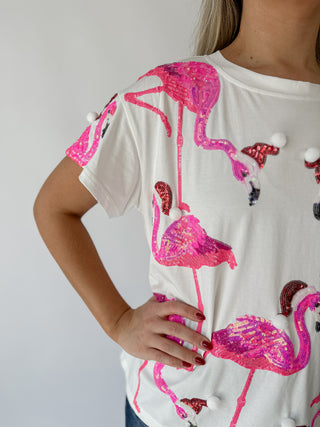 Queen of Sparkles Santa Flamingo Oversized Tee