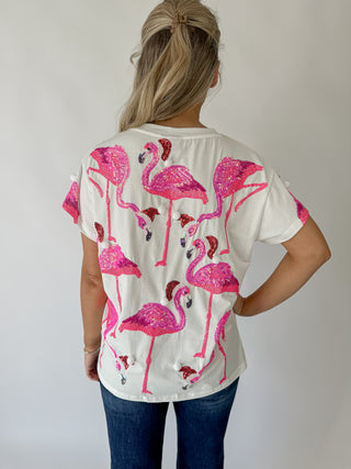 Queen of Sparkles Santa Flamingo Oversized Tee