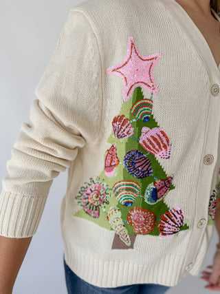 Queen of Sparkles Shell Christmas Tree Cardigan