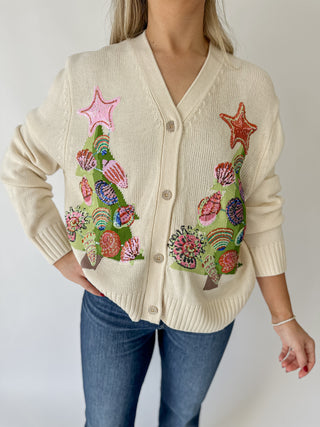 Queen of Sparkles Shell Christmas Tree Cardigan