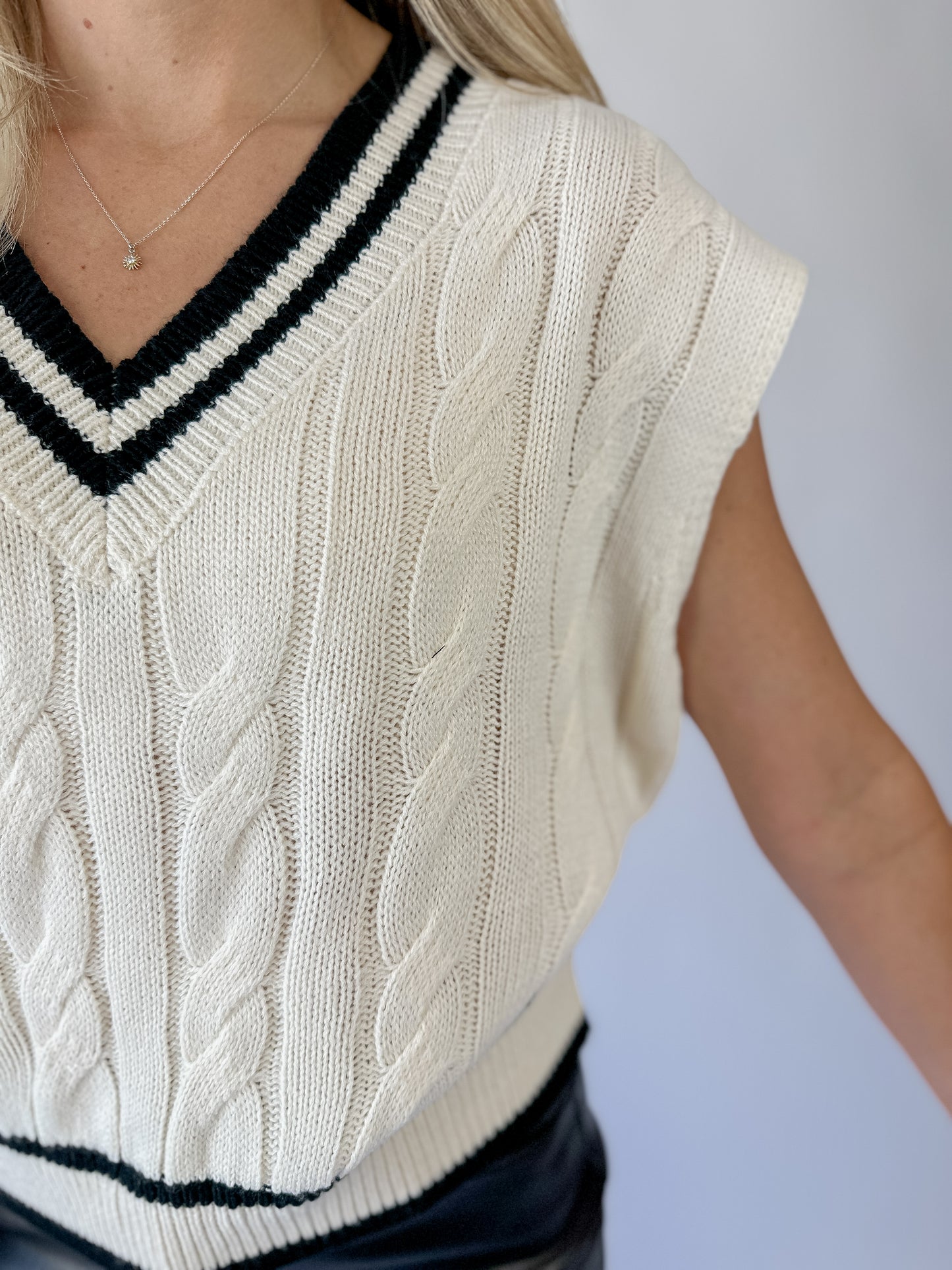 Tara V-Neck Cable Sweater