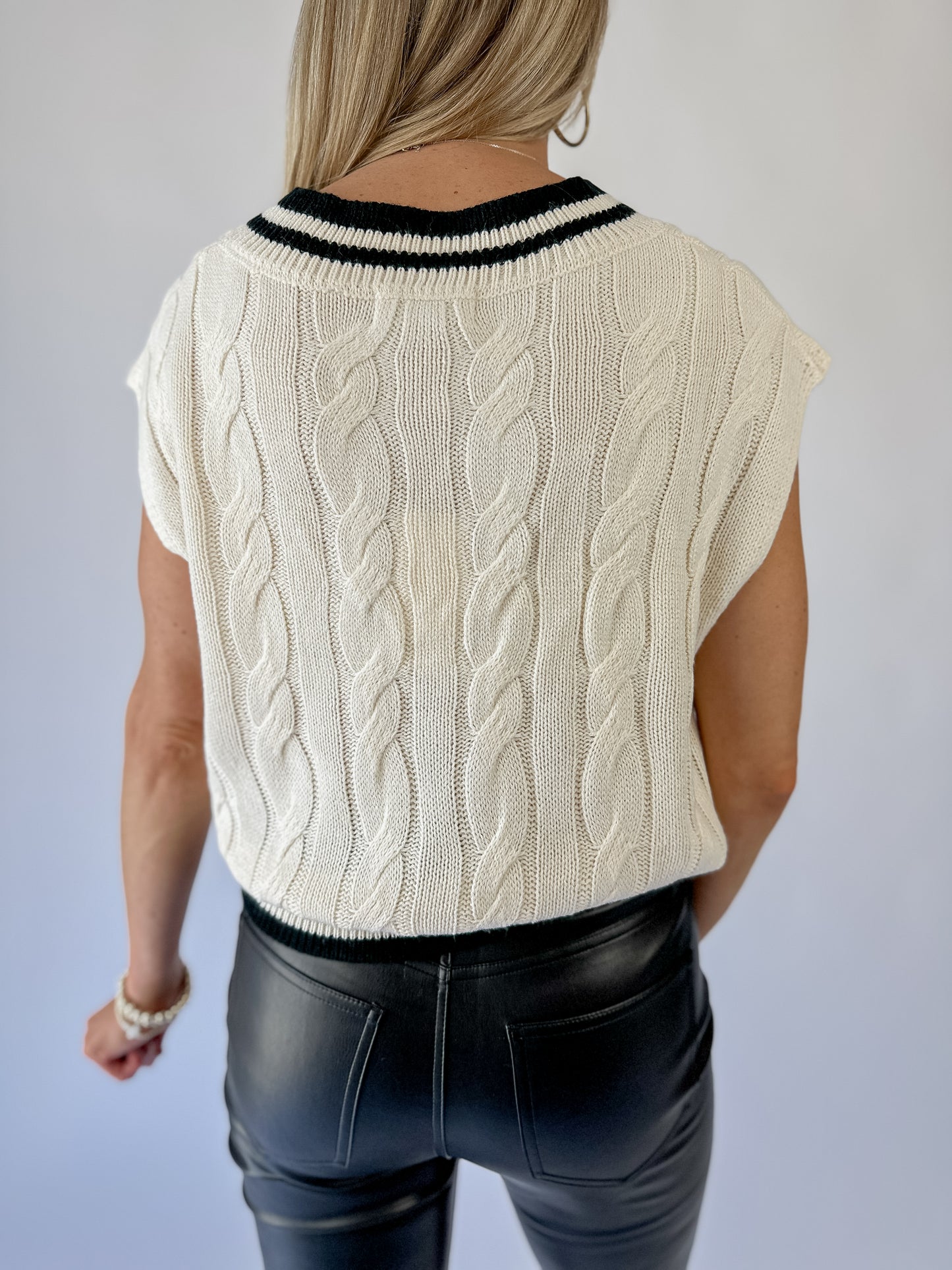 Tara V-Neck Cable Sweater