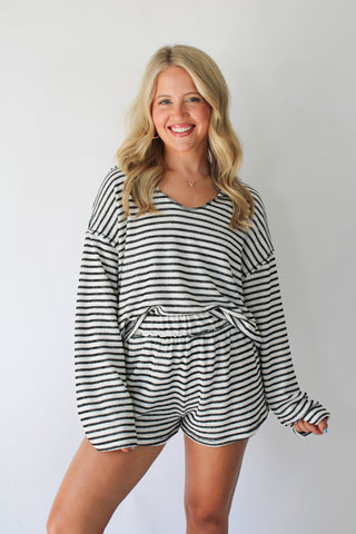 Hometown Textured Striped Hoodie