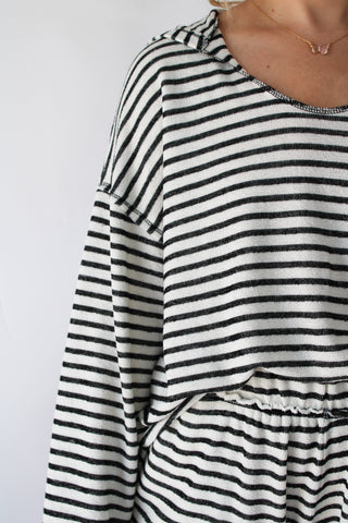 Hometown Textured Striped Hoodie
