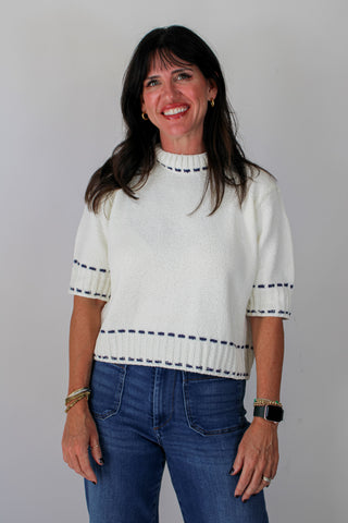 Stitched Mock Neck Sweater