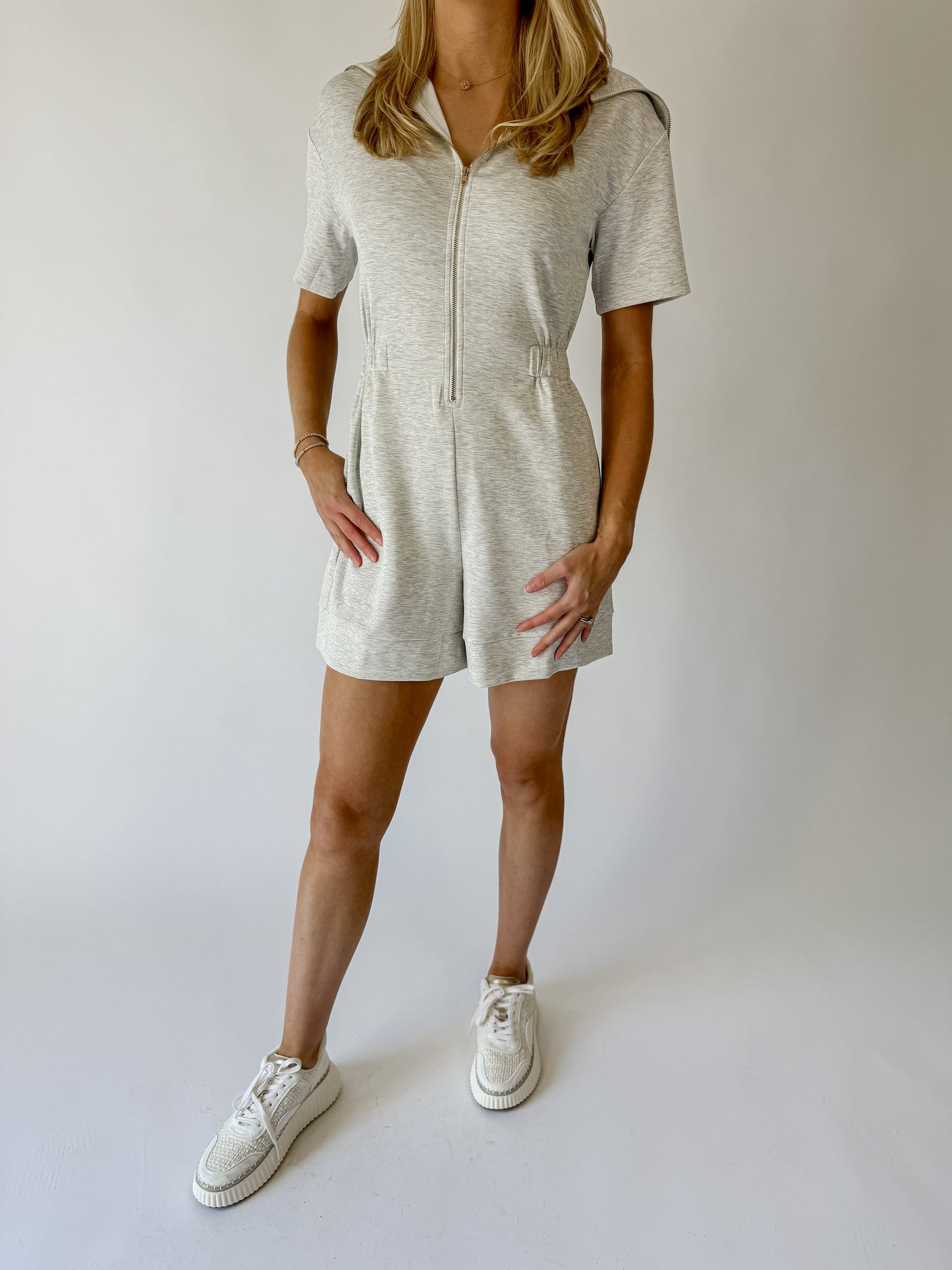 Caitlin Knit Zip Romper