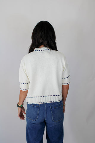 Stitched Mock Neck Sweater