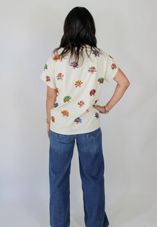 Queen of Sparkles Beige Multi Turkey Tee