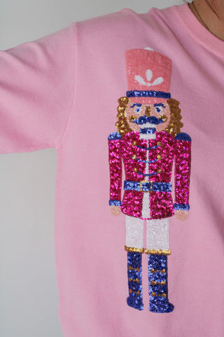 Pink Sequin Nutcracker Sweater