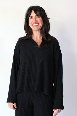 Shea Ribbed Collared Pullover