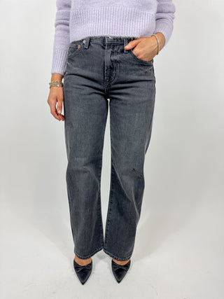 Lexi Mid-Rise Bowed Straight Denim - Mercury