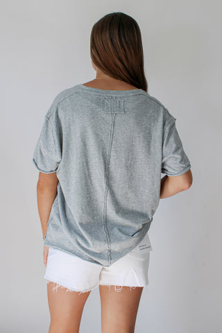 Nina V-Neck Tee - Heather Grey