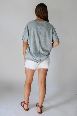Nina V-Neck Tee - Heather Grey