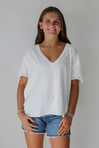 Nina V-Neck Tee - Ivory