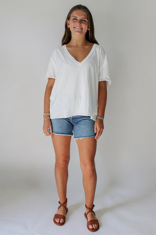 Nina V-Neck Tee - Ivory