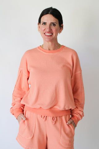 Greene Heathered Contrast Stitch Crew Neck Sweatshirt