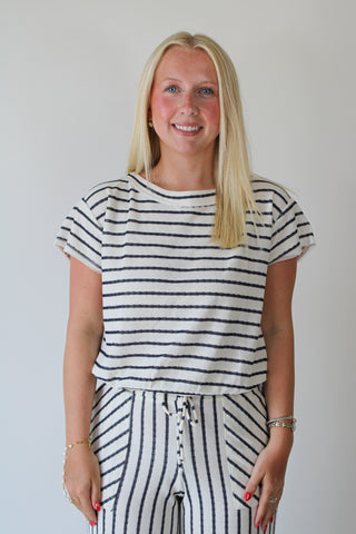 Osper Ivory Textured Striped Tee