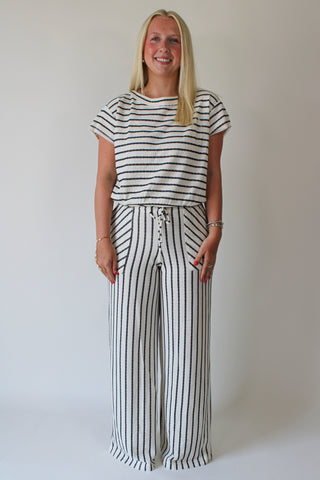 Osper Ivory Textured Striped Tee