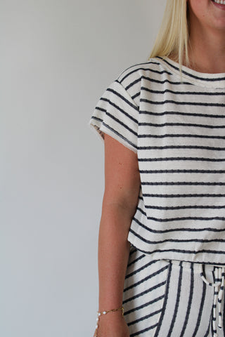 Osper Ivory Textured Striped Tee