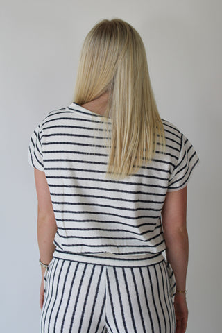 Osper Ivory Textured Striped Tee