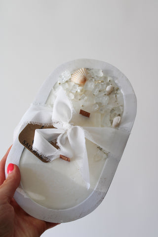 White Dough Bowl Candle - Salty Bubbles