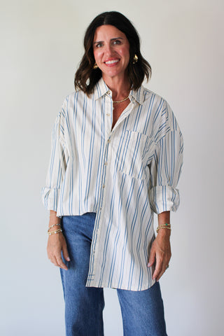 Freddie Striped Button Down - Ivory Combo