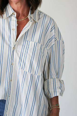 Freddie Striped Button Down - Ivory Combo