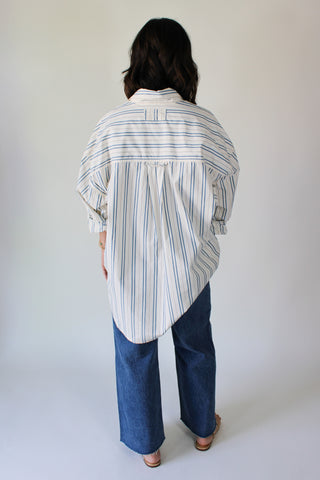 Freddie Striped Button Down - Ivory Combo