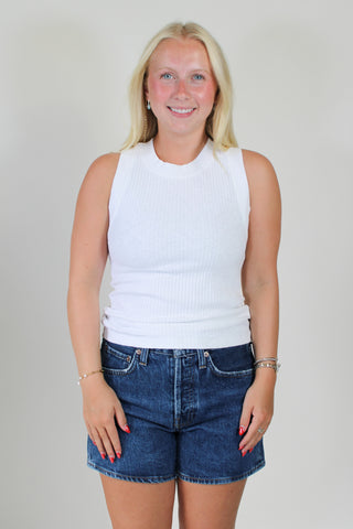 Player Racerback Rib Tank - White