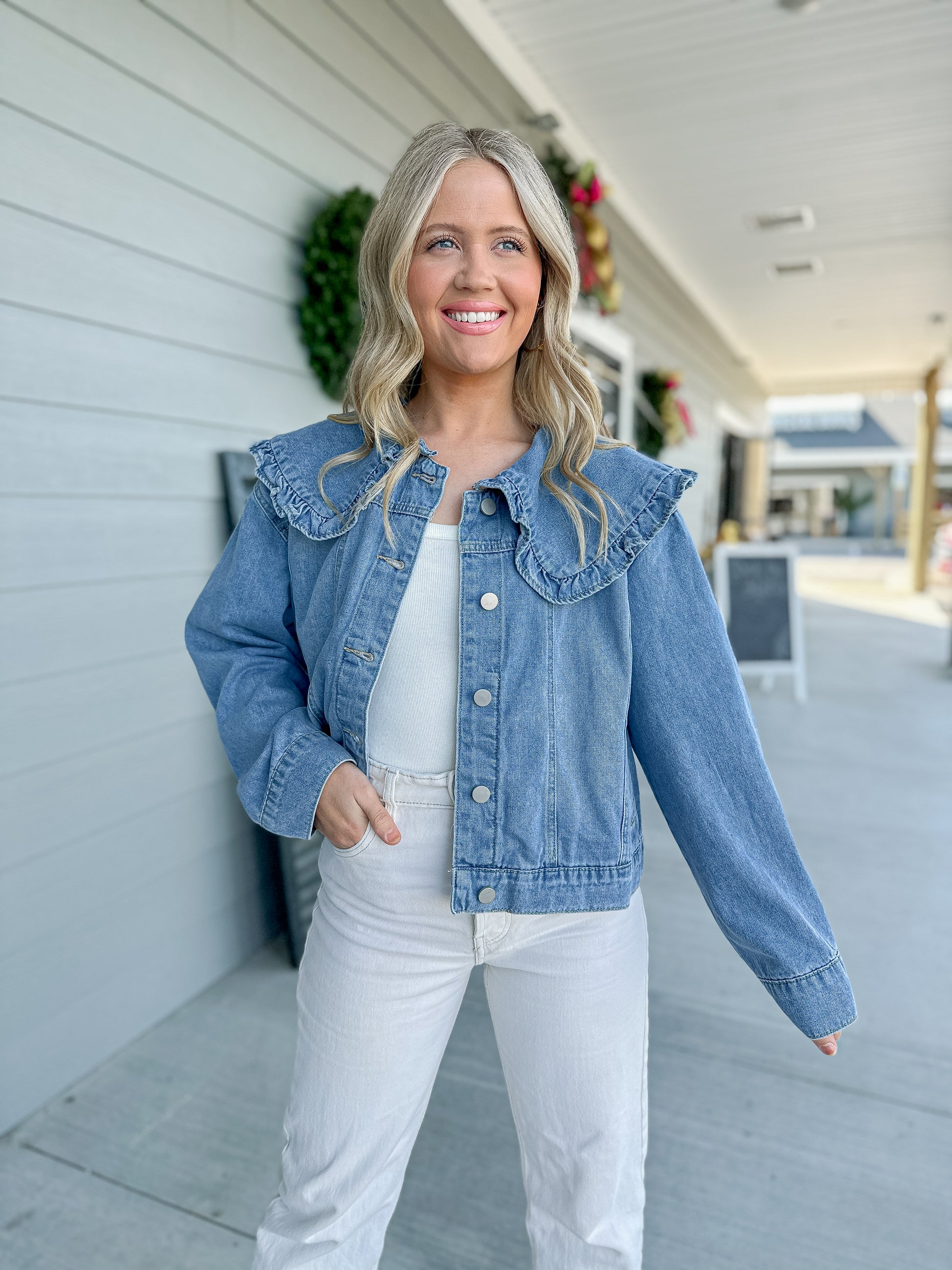 Ruffle Collar Denim Jacket – fishercollective