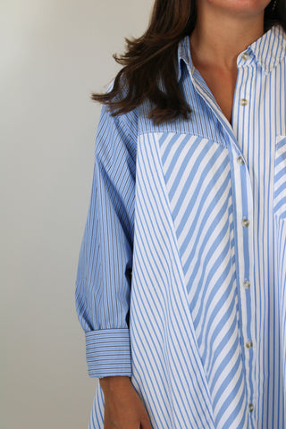 Oxford Club Mini Dress - Cornflower Combo
