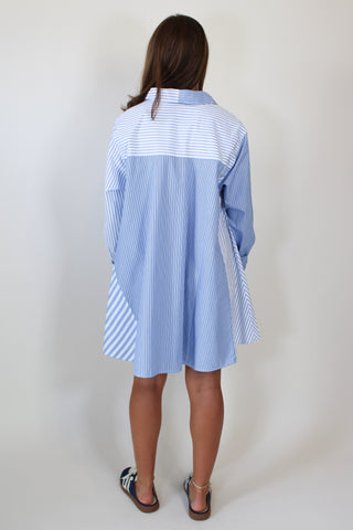 Oxford Club Mini Dress - Cornflower Combo