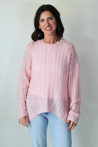 Sheer Luck Cable Sweater - Peach Skin