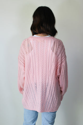 Sheer Luck Cable Sweater - Peach Skin