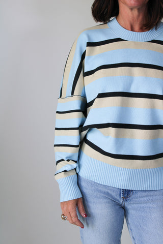 Striped Alma Pullover - Ice Blue Combo