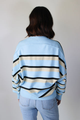 Striped Alma Pullover - Ice Blue Combo