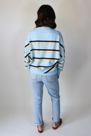Striped Alma Pullover - Ice Blue Combo