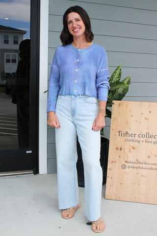 Ottilie SoftSpun Ribbed Knit Cardi - Lilac Combo