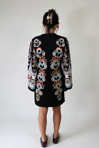 Winter Floral Knit Mini Dress