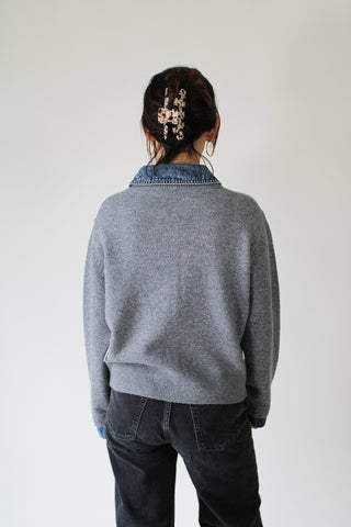 Denim Trim Sweater Shirt