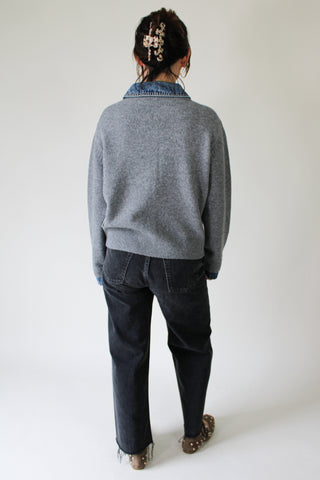 Denim Trim Sweater Shirt