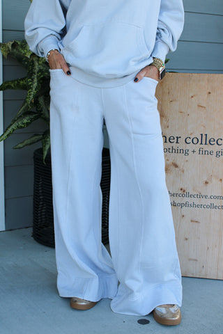 Slow It Down Wide Leg Pants - Ice Skating
