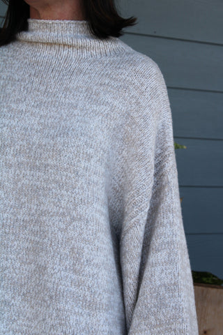 Beaumont Mock Neck Tunic Sweater - Heather Grey