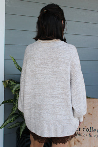 Beaumont Mock Neck Tunic Sweater - Heather Grey