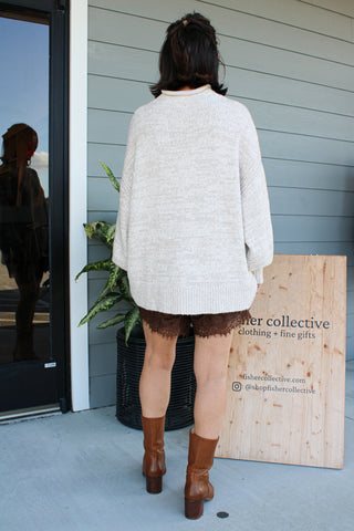 Beaumont Mock Neck Tunic Sweater - Heather Grey