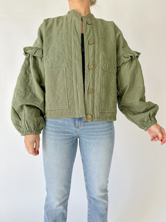 Bobbi Reversible Jacket | Army Green Multi