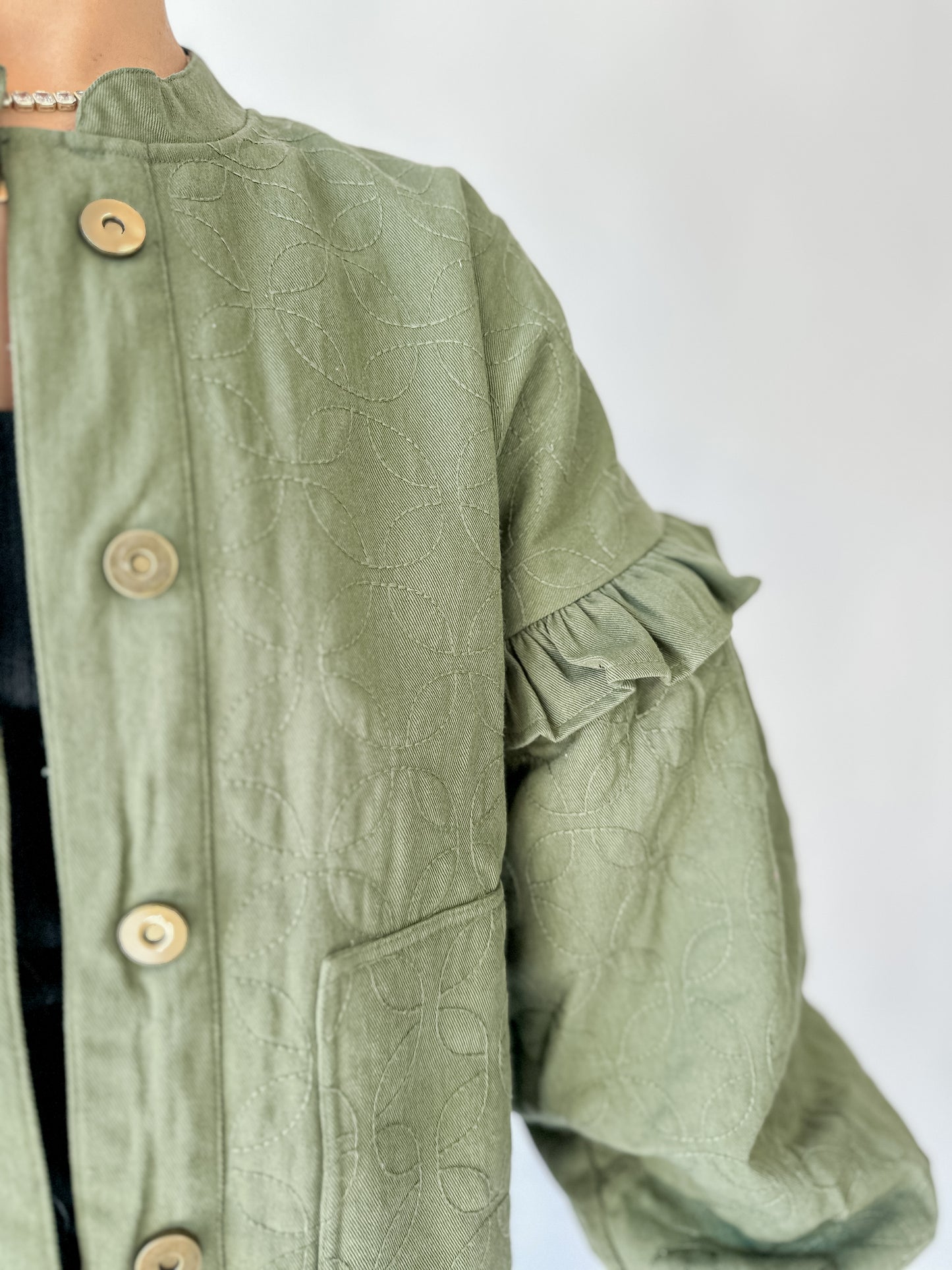 Bobbi Reversible Jacket | Army Green Multi