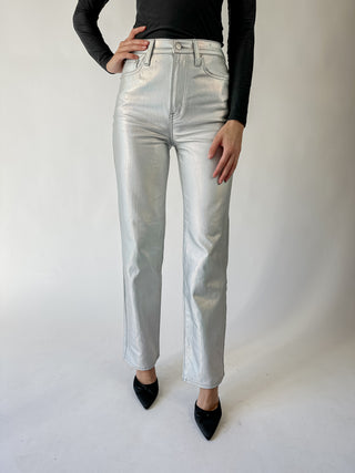 Cassie Super High Rise Straight Denim - Coated Prism